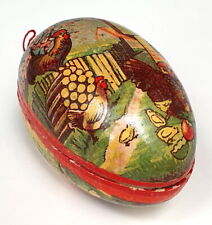 Altes Osterei 2-tlg. Dresdner Pappe, L 11 cm, Füllei mit Glanzpapier, 30er/40er