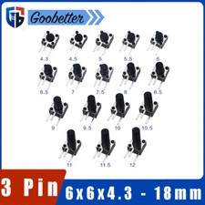6 x 6 mm Mini Taster Drucktaster Mikrotaster Mikroschalter 3 polig 4,3 - 18 mm