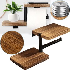 Toilettenpapierhalter mit Holzablage Vintage WC Papier Halterung Wandmontage