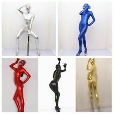 Damen Kunst Latex Zentai Body Catsuit Nass-Look Glänzend Anzug Kostüm Trikot