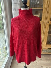 100% CASHMERE KASCHMIR TURTLENECK OVERS. PULLOVER ROT ZOPFMUSTER C&A NEU 40 42