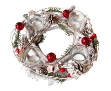 Adventskranz Holz mit Kugeln &