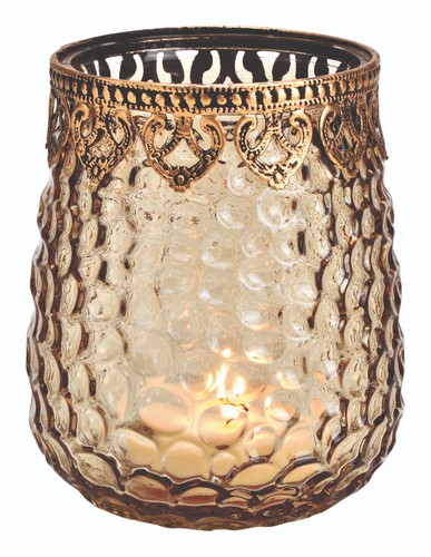 Windlicht glas braun gold - windlicht,