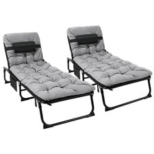 2 Stücke 190x68x31cm Balkon/Garten Sonnen Liege Klappbar mit Auflage Campingbett