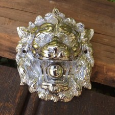 Antik Schelle Chrom poliert Türklingel Löwe Klingel Löwenkopf Türgong