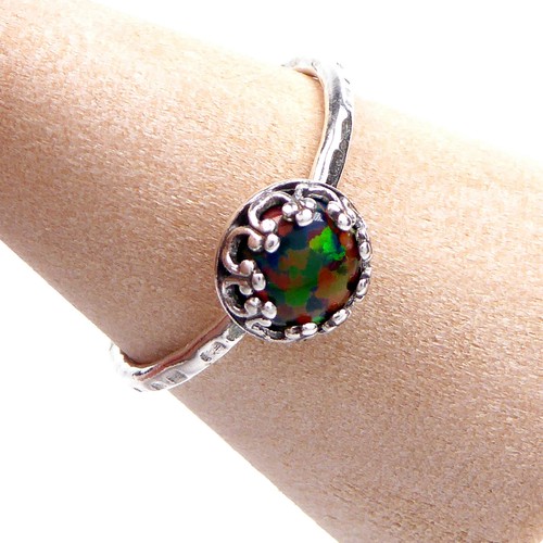 Lab schwarzer opal ring - schwarzer, 925