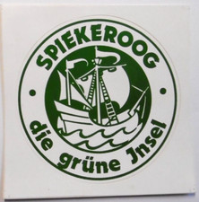 Souvenir-Aufkleber Spiekeroog die grüne Insel Nordsee Wittmund Niedersachsen 80s