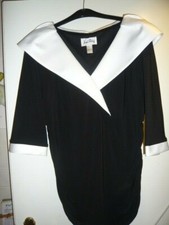 Festliche u. elegante Bluse von Rudolph Ribkoff (Canada) in Gr. 42. Schwarz-Weiß