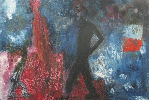 ölbild abstrakt figuren rot - Ölbild,
