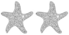Ohrstecker Stern Seestern 925 Silber rhodiniert + Zirkonia Ohrringe Echtschmuck