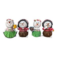 4 St. Schneemänner in Tracht Schneefrau Dirndl Wiesn Oktoberfest Bayern Winter