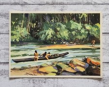 Kähne Indianer Magdalenenstrom Mittel Südamerika Sanella 1950er Reklame Bild alt