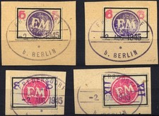 FREDERSDORF Sp 226-29 BrfStk, 1945, 5-XII Pf., Rahmengröße 28x19 mm,