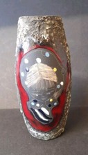 Lava glasierte Scraffito italienische Vase, Girlie Face Mid Century 