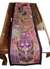 Tischläufer Tischdecke Lila-Grün Patchwork Rechteckig Handgefertigt 157 x 37 cm