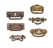 Möbelbeschläge antik alt Jugendstil Messing Griff Schlossblende