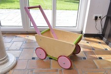 🔴🟣🔵🟢🟡 HABA Holzwagen Puppenwagen Wagen bunt SELTEN massiv TOP 🔴🟣🔵🟢🟡