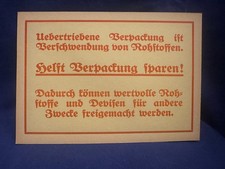 altes Hinweisschild vor 1945 Helft Verpackung sparen 1933-45? Vierjahresplan