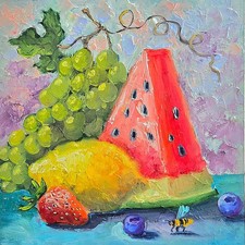 Obst und die Biene Ölbild
