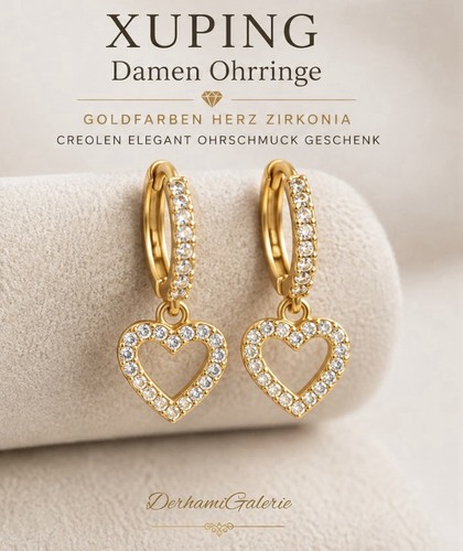 Damen ohrringe goldfarben herz - ohrringe,