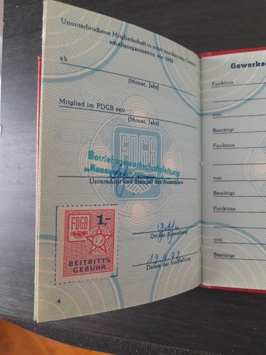 Original fdgb mitgliedsbuch - original,
