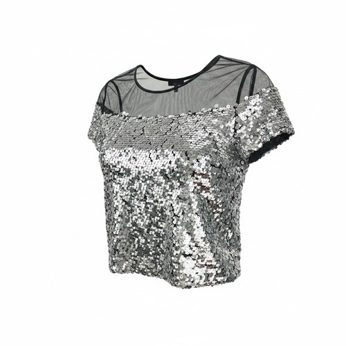Pailletten shirt silber - pailletten,