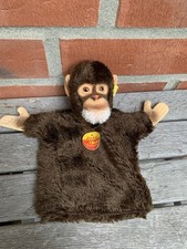 Steiff-Handpuppe "Jocko" 6500/17 braun mit Knopf Und Fahne Vintage Alt