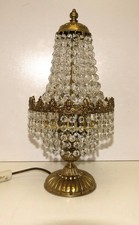 Tischlampe Bronze Messing Kristall Lüster, 3-Flammig H. 45,0 cm D. 21,0 cm