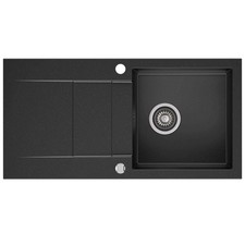Granitspüle Waterfall 40 Schwarz 860 x 435 mm Spülbecken Waschtisch Küche