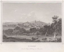 Giessen Original Stahlstich Riegel 1849