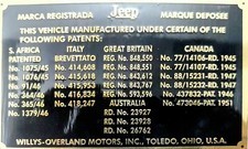 Willys Jeep Motor Messing Daten Kennzeichen
