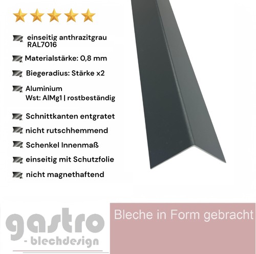 Aluwinkel anthrazit 8mm - anthrazit, 0,8mm