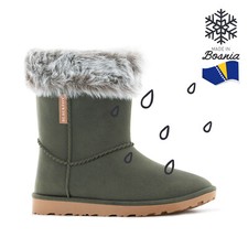 BLACKFOX Damen-Winterboot Gummistiefel TIWA Khaki Grün wasserdicht gefüttert