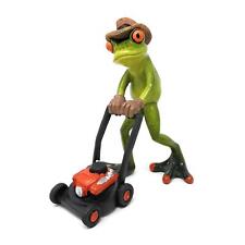 Dekofigur Gärtner Frosch mit Rasenmäher H. 17cm hellgrün Formano Froschhausen