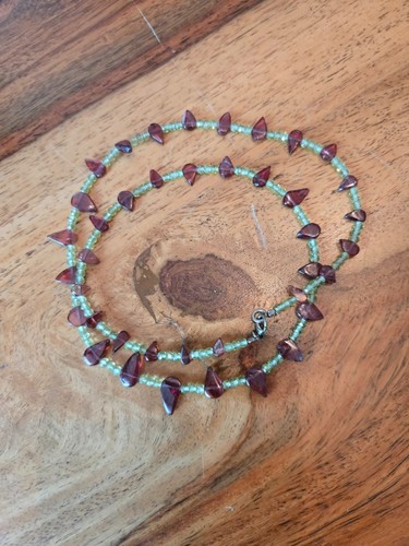 Zarte prehnit granat kette - prehnit/granat,
