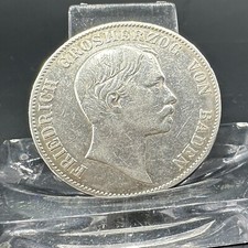 1 Vereinstaler Silber Münze, 1863 ,Friedrich Großherzog von Baden, Sehr Schön