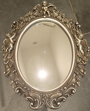 Eleganter,romatischer Landhaus Spiegel, silber, floraler und engelsgleicher Look