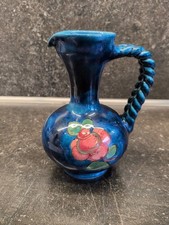 Hindelanger Keramik Krug Vase Motiv Rose blau Handbemalt 