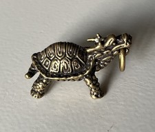 3,5 cm Drachenschildkröte Messing Figur Anhänger Miniatur, Feng Shui Asiatika