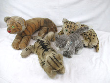 4 Steiff Plüschtiere Tierbabys Löwe Tiger Katze bespielt gut erhalten (6RU)