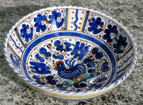 Deruta blauer hahn schale - blauer,