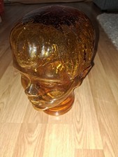 Glaskopf Braun Gesicht Haare Perückenkopf Kopfhörer Ständer 60er 70er RAR