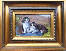 Ölgemälde Tiere ,Katzen auf Holz handgemalt Signiert Sigmar Jugelt ☀️☀️☀️☀️☀️*