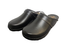 Moheda Toffeln Schwarz Leather Leder Schwedisch Hoolz Clogs Herren Größe 44