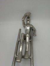 XL Skulptur 53 cm Leiter Aluminium silber Dekofigur Deko Figur Sockel groß NEU 