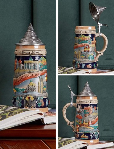 Bierkrug mit zinndeckel - mit,
