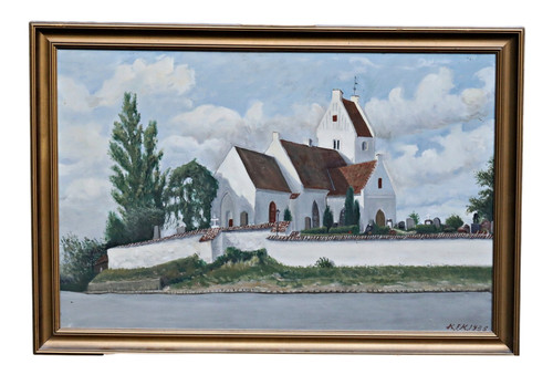 Altes ölbild kirche - altes, am