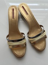 PRADA Damen Sandalette, Leder, silber-weiß-gold, Gr. 41, neu!