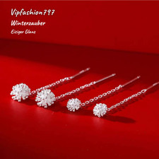 Durchzieher Ohrringe echt Sterling Silber 925 –  Schneeflocke, Größe wählbar