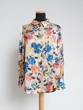 Creme bunte Blumen Satin Bluse von Zara, Gr. L (NEUw.)